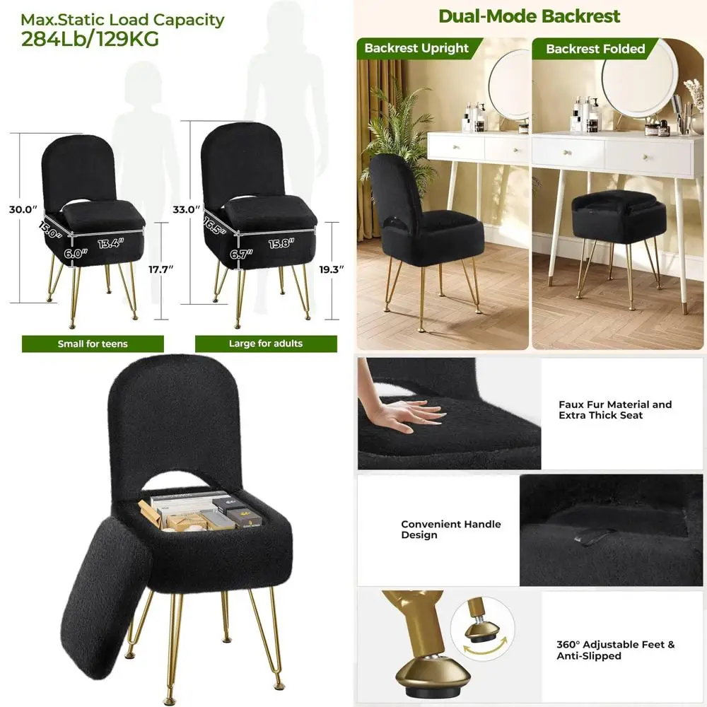 Компактное туалетное кресло из искусственного меха с местом для хранения и складной спинкой, пуфик 13,4 x 15 x 30, металлические ножки, противоскользящие ножки, мягкое сиденье для
Компактное туалетное кресло из искусственного меха с местом для хранения и складной спинкой, пуфик 13,4 x 15 x 30, металлические ножки, противоскользящие ножки, мягкое сиденье для