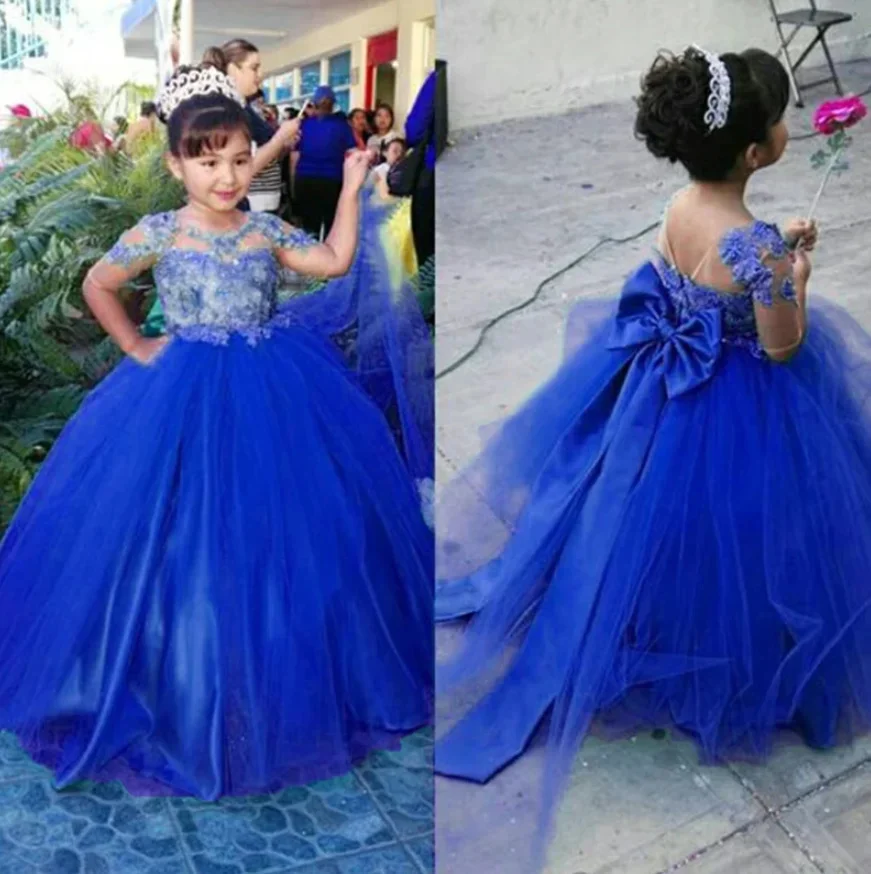 Customized Royal Blue Flower Girl Dresses For Wedding Gorgeous Appliques Backless With Bow Tulle Child Formal Events Party Dress
Customized Royal Blue Flower Girl Dresses For Wedding Gorgeous Appliques Backless With Bow Tulle Child Formal Events Party Dress