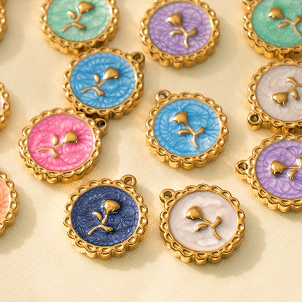 5Pcs Stainless Steel Gold Color Enamel Pendants Rose Flower Charms For DIY Earring Necklace Jewelry Making Supplies Accessories 
5Pcs Stainless Steel Gold Color Enamel Pendants Rose Flower Charms For DIY Earring Necklace Jewelry Making Supplies Accessories