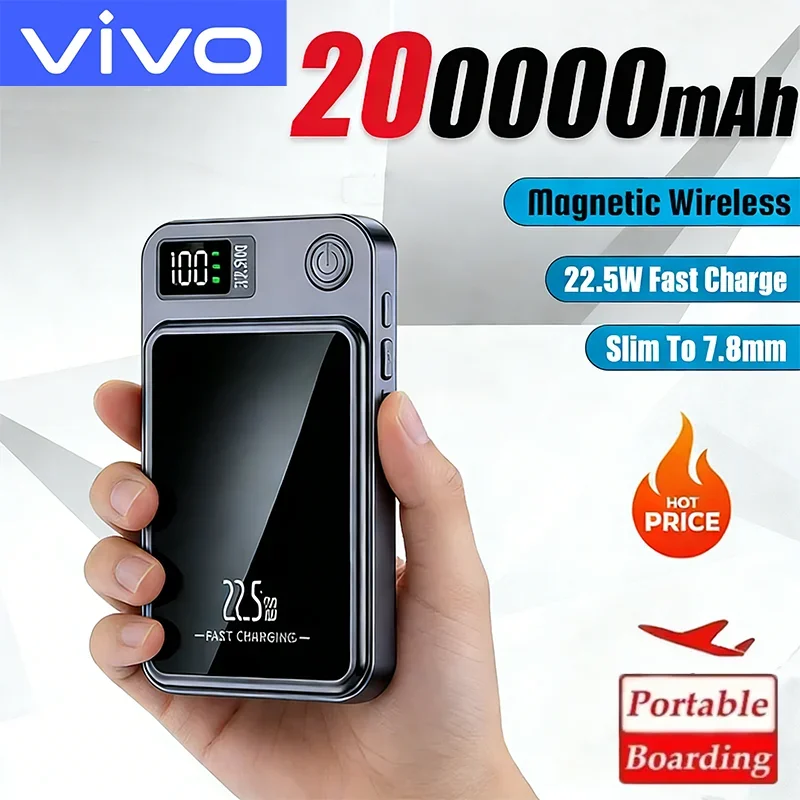 Магнитный внешний аккумулятор VIVO 500000 мАч с беспроводной быстрой зарядкой для MagSafe, портативный дополнительный аккумулятор для iPhone Samsung, новинка 2026 года
Магнитный внешний аккумулятор VIVO 500000 мАч с беспроводной быстрой зарядкой для MagSafe, портативный дополнительный аккумулятор для iPhone Samsung, новинка 2026 года