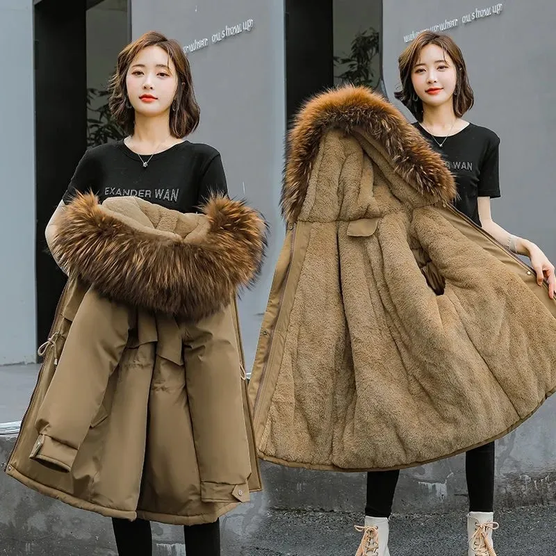 Fleece Thick Cotton Clothing Big Fur Collar 2023 New Winter Jackets Fashion Women's Parka Drawstring Slim Waist Splicing Outwear
Fleece Thick Cotton Clothing Big Fur Collar 2023 New Winter Jackets Fashion Women's Parka Drawstring Slim Waist Splicing Outwear