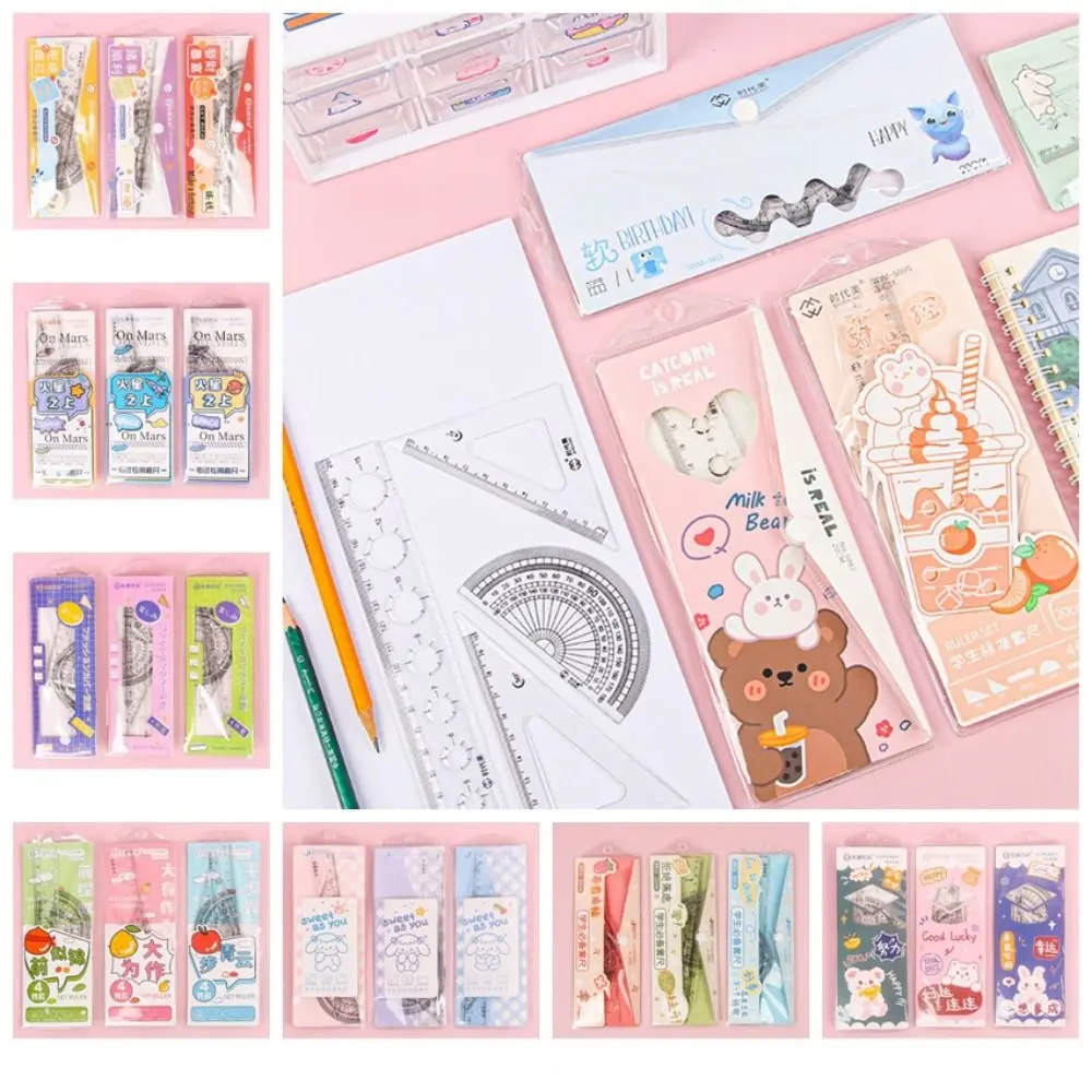 4 in 1 Cute Cartoon Ruler Stationery Set Multifunctional Combination Ruler Ruler Triangle Protractor Drawing
4 in 1 Cute Cartoon Ruler Stationery Set Multifunctional Combination Ruler Ruler Triangle Protractor Drawing