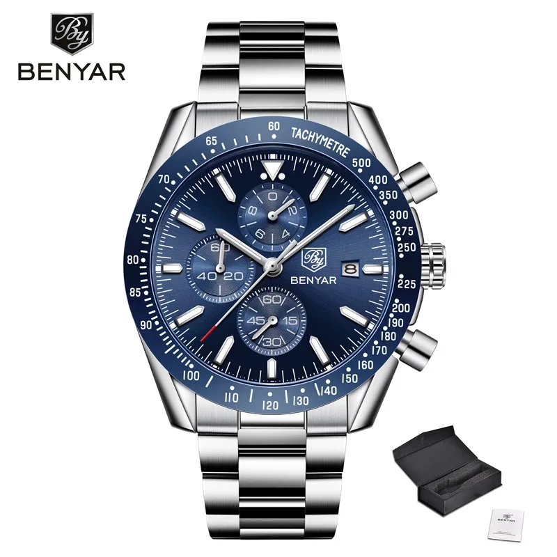 BENYAR 2024 New Luxury Men's Quartz Timing Code Watch Top grade Mineral Glass Stainless Steel Sports Waterproof 3Bar reloj hombr
BENYAR 2024 New Luxury Men's Quartz Timing Code Watch Top grade Mineral Glass Stainless Steel Sports Waterproof 3Bar reloj hombr