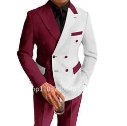 Fashion 2 Piece Wedding Men Suits Slim Fit Peak Lapel Double Breasted Blazer Pants Formal Business Groom Tuxedos Costume Homme Fashion 2 Piece Wedding Men Suits Slim Fit Peak Lapel Double Breasted Blazer Pants Formal Business Groom Tuxedos Costume Homme