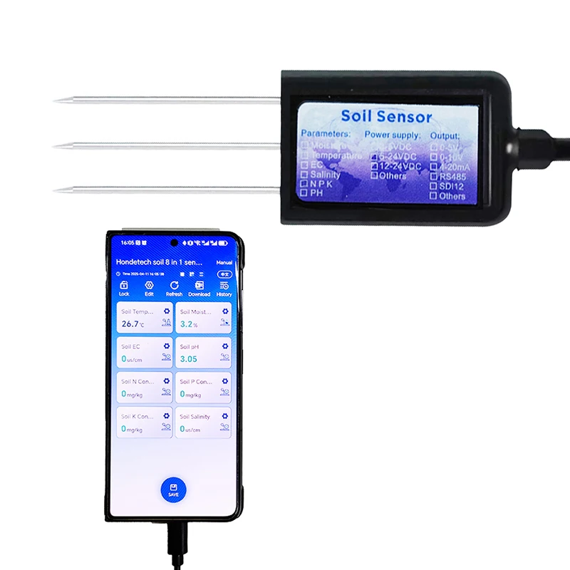 OEM ODM Customization CE RoHS Certification High Precision Soil Temperature Moisture EC Sensor Health Monitoring System with APP
OEM ODM Customization CE RoHS Certification High Precision Soil Temperature Moisture EC Sensor Health Monitoring System with APP