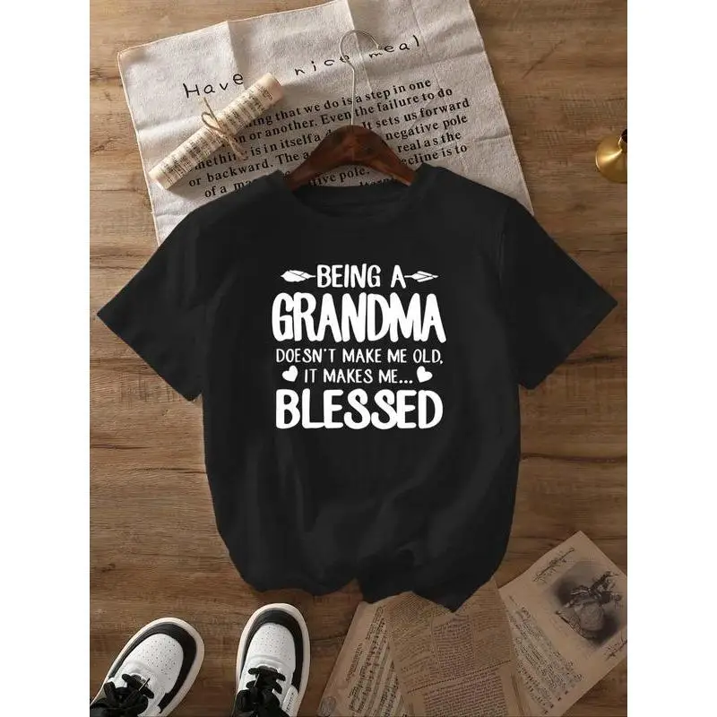Grandma T-Shirt "Being A Grandma Makes Me BLESSED" Graphic Tee Women Nana Gift Mother's Day Grandparents Day Cotton Top
Grandma T-Shirt "Being A Grandma Makes Me BLESSED" Graphic Tee Women Nana Gift Mother's Day Grandparents Day Cotton Top