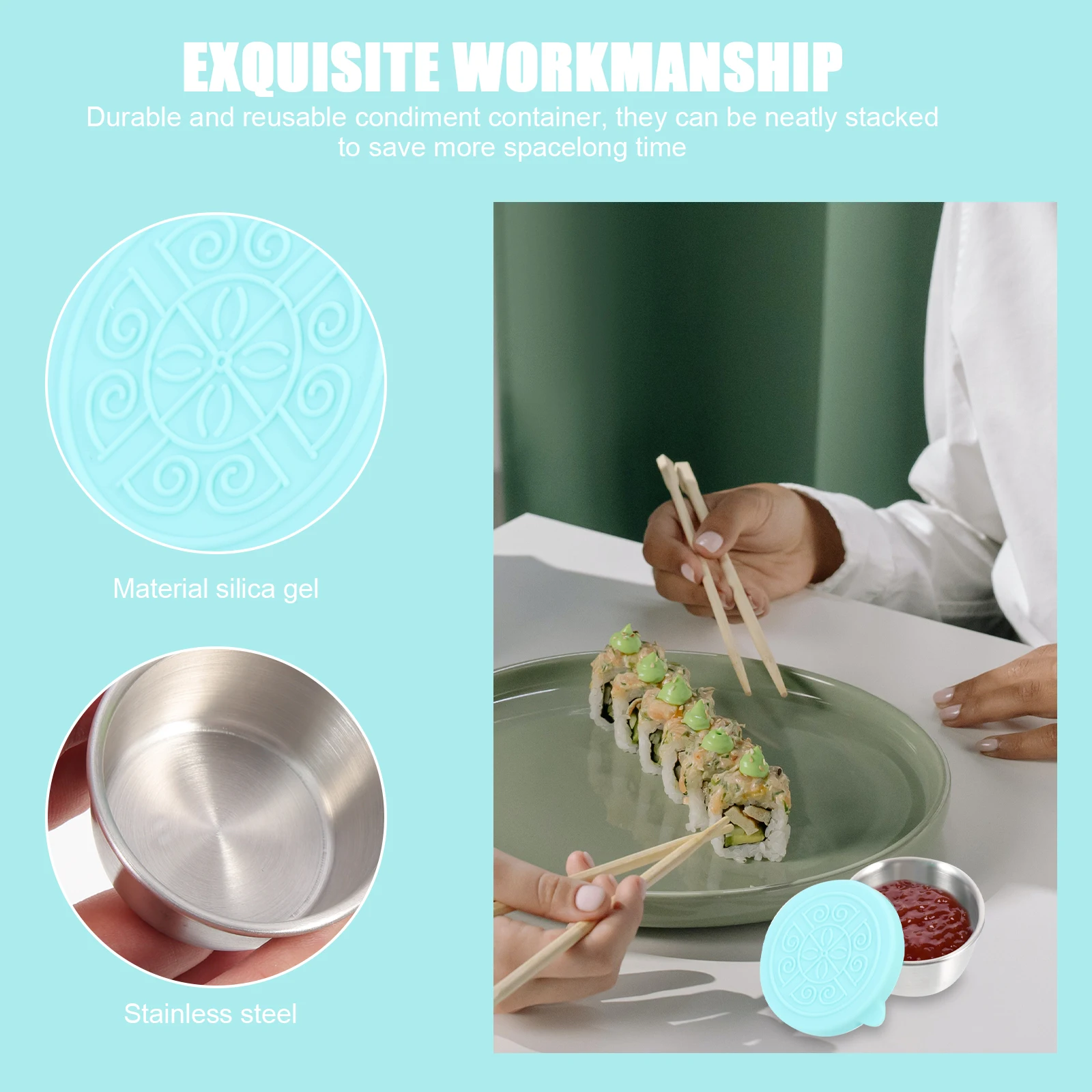 6 Sets Stainless Steel Dipping Cups Stackable Sauce Containers Silicone Lids Office Gym Reusable Small Size No Leak
6 Sets Stainless Steel Dipping Cups Stackable Sauce Containers Silicone Lids Office Gym Reusable Small Size No Leak