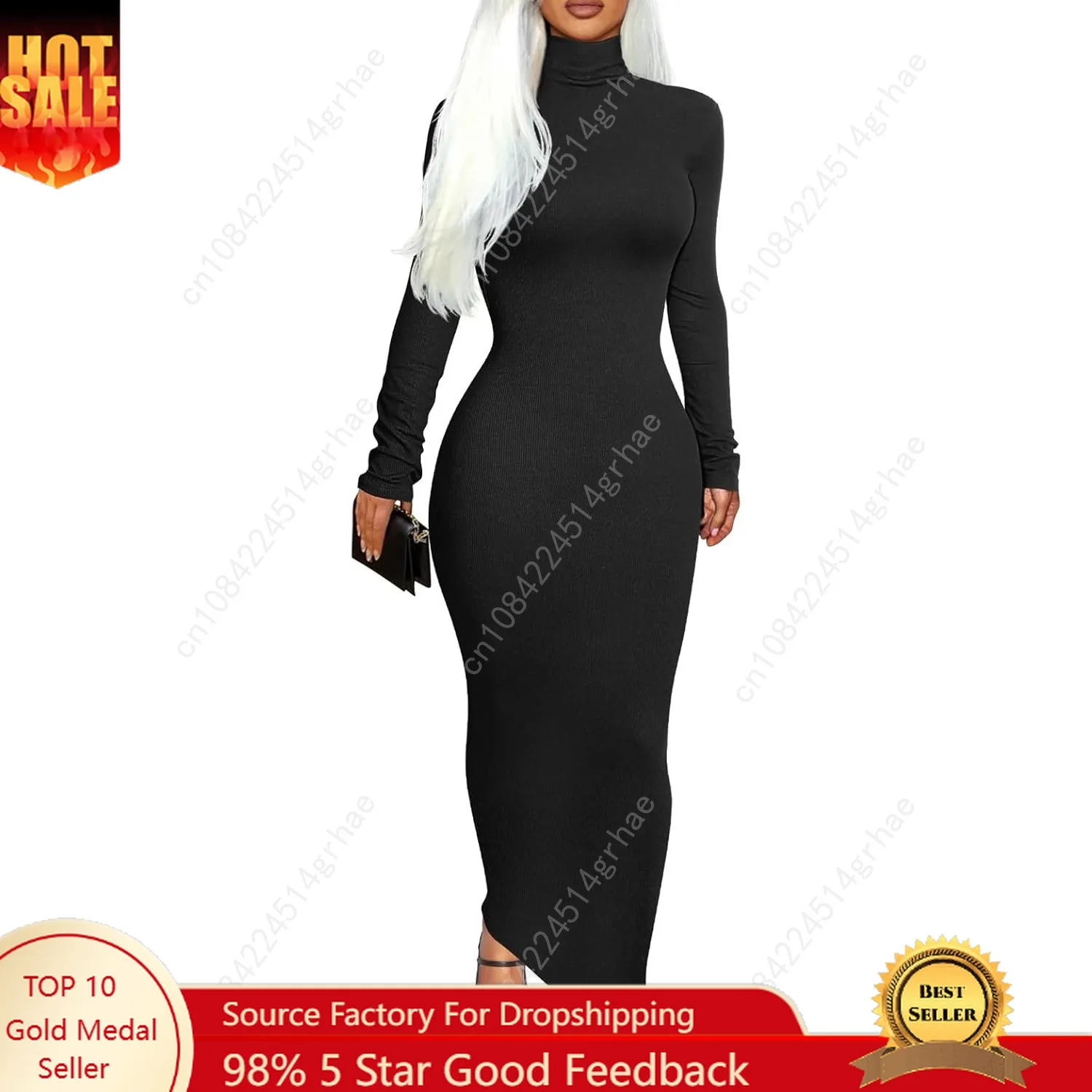 Women's Basic Turtleneck Long Sleeve Ribbed Bodycon Fall Slim Solid Maix Pencil Dress
Women's Basic Turtleneck Long Sleeve Ribbed Bodycon Fall Slim Solid Maix Pencil Dress