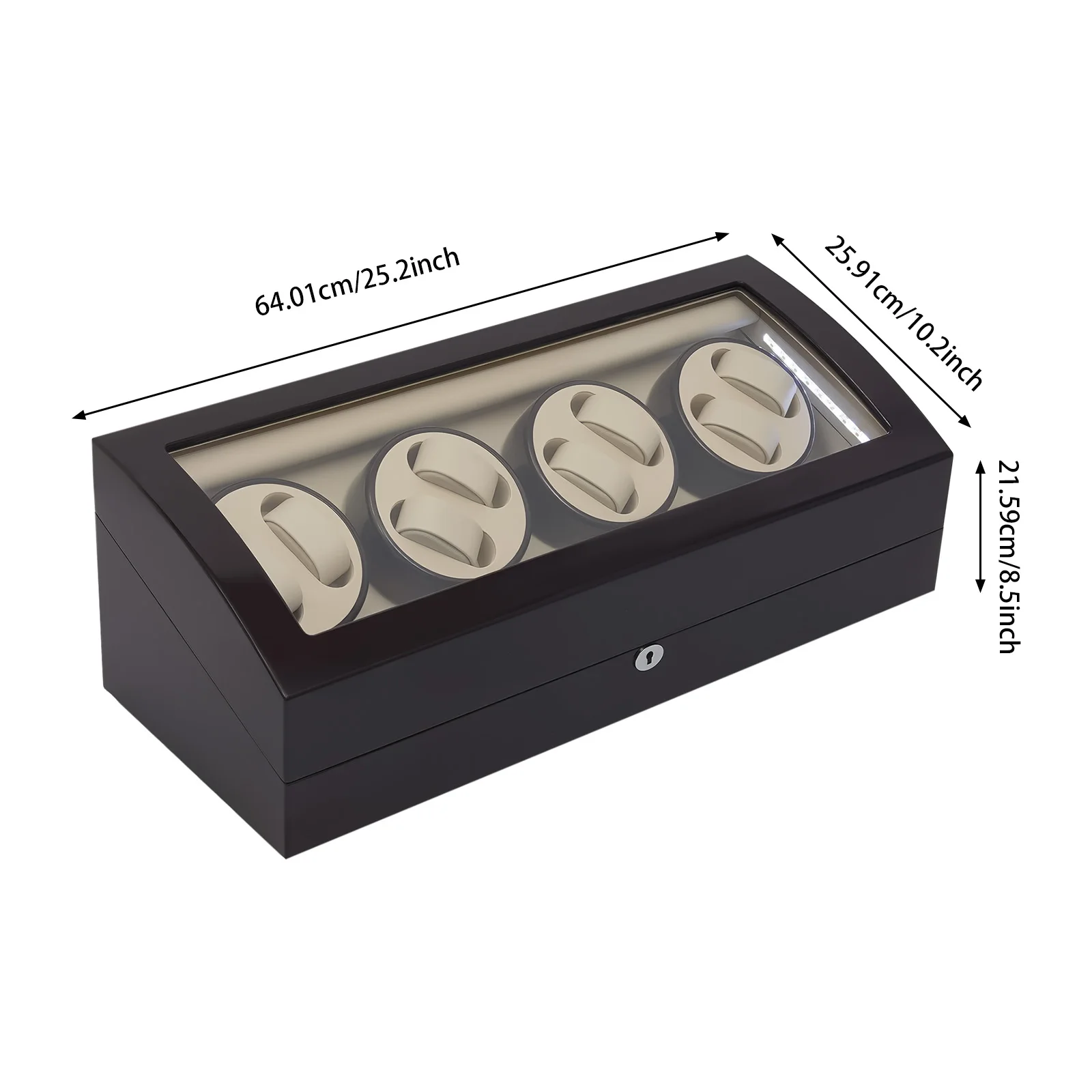 25.2*10.2*8.5in Black and Beige Automatic Watch Winder Display Box for The Bedroom, Dressing Table, Homes, Stores
25.2*10.2*8.5in Black and Beige Automatic Watch Winder Display Box for The Bedroom, Dressing Table, Homes, Stores