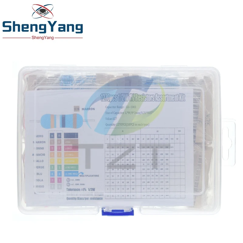 TZT 1270PCS 1/2W 0.5W 1% 1R~1M Ohm 127Values Metal Film Resistors Assortment Kit
TZT 1270PCS 1/2W 0.5W 1% 1R~1M Ohm 127Values Metal Film Resistors Assortment Kit