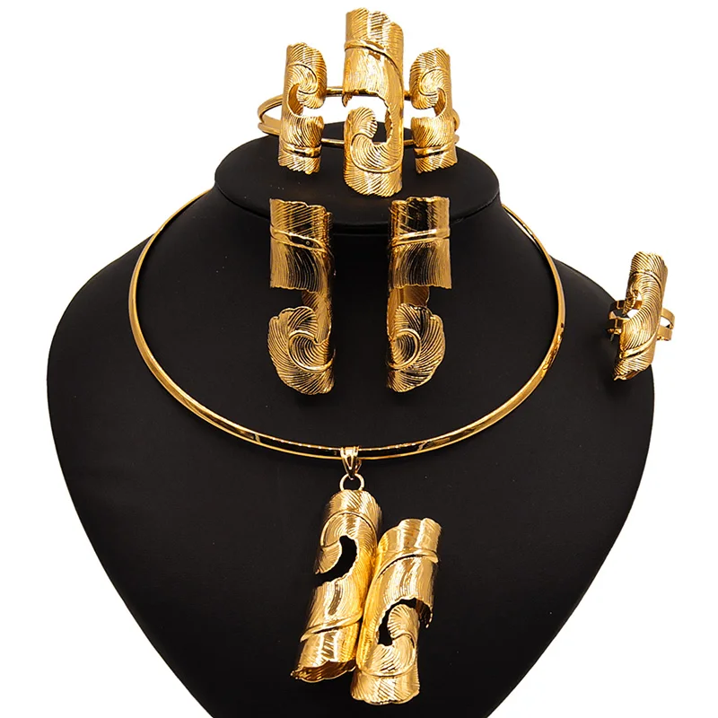 Yulaili HOT Fashion African Wedding Jewelry Sets Bridal Gold-color Necklace Earrings Bracelet Ring Romantic Woman Jewellery
Yulaili HOT Fashion African Wedding Jewelry Sets Bridal Gold-color Necklace Earrings Bracelet Ring Romantic Woman Jewellery