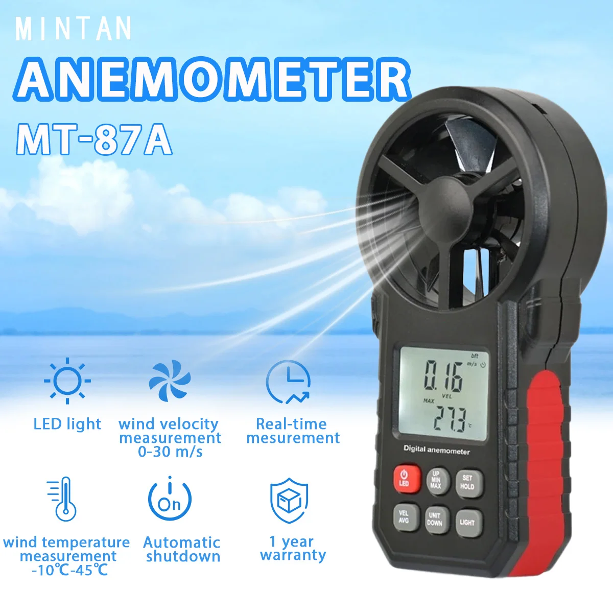 MT-87A Handheld Digital Anemometer and Barometer, Wind Speed, Temperature, Wind Chill, Humidity Testing Instruments
MT-87A Handheld Digital Anemometer and Barometer, Wind Speed, Temperature, Wind Chill, Humidity Testing Instruments