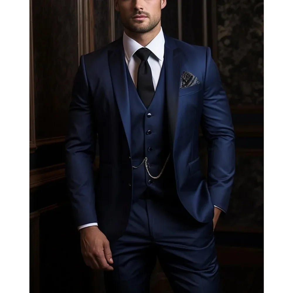Men Suits 3 Piece Fashion Peak Lapel Single Breasted Tuxedo Groom Wedding Party Slim Elegant Business Casual Daily Male Suit
Men Suits 3 Piece Fashion Peak Lapel Single Breasted Tuxedo Groom Wedding Party Slim Elegant Business Casual Daily Male Suit