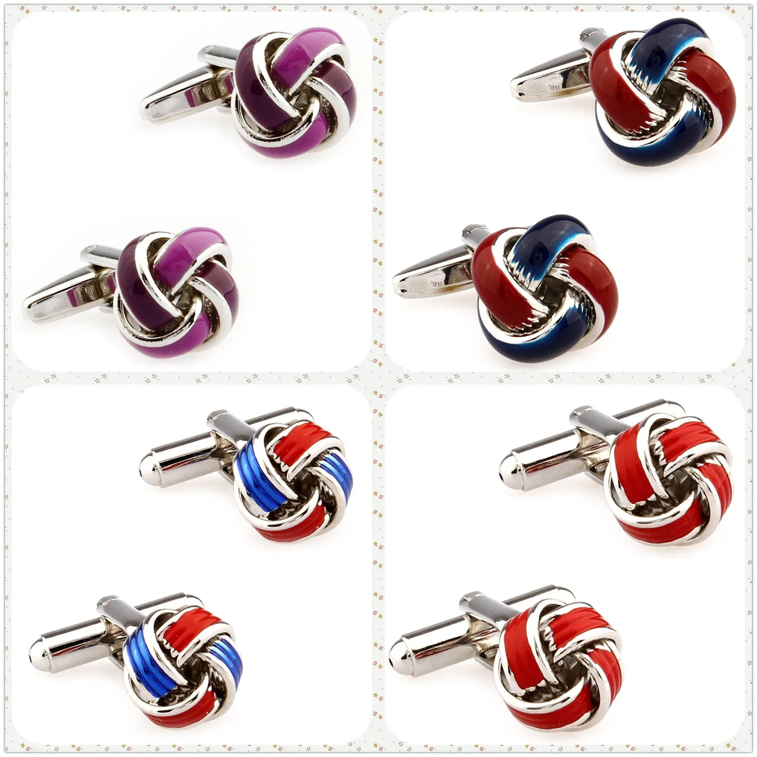 4 Designs TZG Stainless Steel Cufflinks Men Cuff Links Knots Red Blue Purple (2 Pairs / Lot)
4 Designs TZG Stainless Steel Cufflinks Men Cuff Links Knots Red Blue Purple (2 Pairs / Lot)