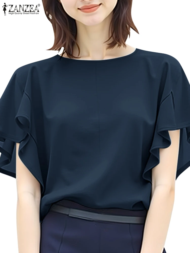 2025 ZANZEA Summer Blouse Elegant Women Short Sleeve Shirt Fashion Solid OL Work Tops Stylish Ruffles Holiday Blusas Tunic Mujer
2025 ZANZEA Summer Blouse Elegant Women Short Sleeve Shirt Fashion Solid OL Work Tops Stylish Ruffles Holiday Blusas Tunic Mujer