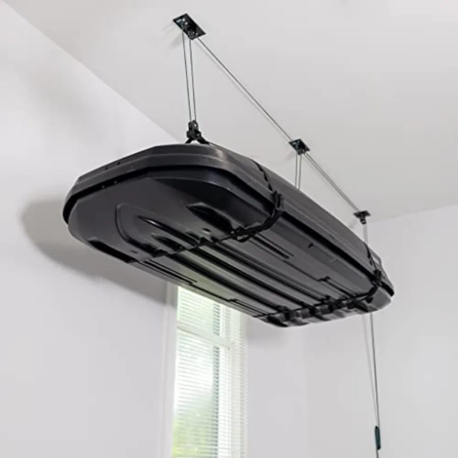 Ceiling Storage Hoist for Cargo Box - Garage Storage Lift - Garage Pulley Lift System Holds 150 lbs and Fits 8-10 Feet Tall Gar
Ceiling Storage Hoist for Cargo Box - Garage Storage Lift - Garage Pulley Lift System Holds 150 lbs and Fits 8-10 Feet Tall Gar