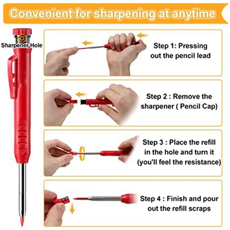 4 Pack Woodworking Pencil Set with Refill 2.8Mm Built-In Sharpener Woodworking Tools Deep Hole Construction PencilJAS
4 Pack Woodworking Pencil Set with Refill 2.8Mm Built-In Sharpener Woodworking Tools Deep Hole Construction PencilJAS
