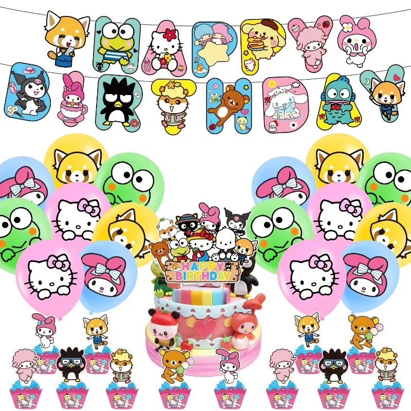 Мультяшный воздушный шар Sanrio в стиле DIY, аксессуары для украшения тортов, баннер на день рождения, латексные воздушные шары, детские игрушки, подарок
Мультяшный воздушный шар Sanrio в стиле DIY, аксессуары для украшения тортов, баннер на день рождения, латексные воздушные шары, детские игрушки, подарок