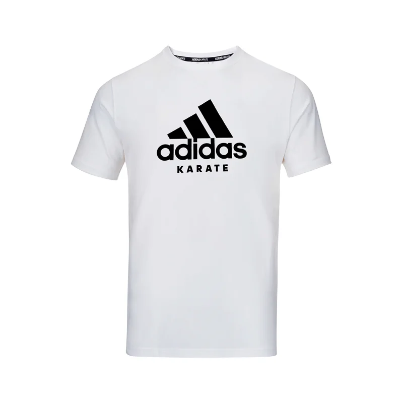 Adidas MARTIAL ARTS Мужская белая футболка с коротким рукавом, круглый вырез, черный каратэ - тематический логотип, для занятий спортом и повседневным рисунком
Adidas MARTIAL ARTS Мужская белая футболка с коротким рукавом, круглый вырез, черный каратэ - тематический логотип, для занятий спортом и повседневным рисунком