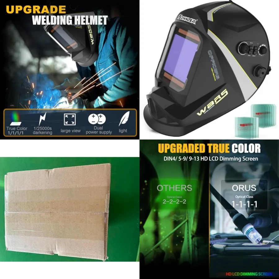 Welding Helmet Auto Darkening, SONNLER Large Viewing 3.94 3.661/1/1/1 True Color Welding Helmet, Solar/Battery Power Welding Ho
Welding Helmet Auto Darkening, SONNLER Large Viewing 3.94 3.661/1/1/1 True Color Welding Helmet, Solar/Battery Power Welding Ho