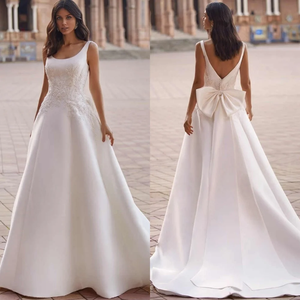 Customized Elegant Exquisite Sexy Luxury Temperament Modern Wedding Dresses White Satin Applique A-line Poretrait Long Dress
Customized Elegant Exquisite Sexy Luxury Temperament Modern Wedding Dresses White Satin Applique A-line Poretrait Long Dress