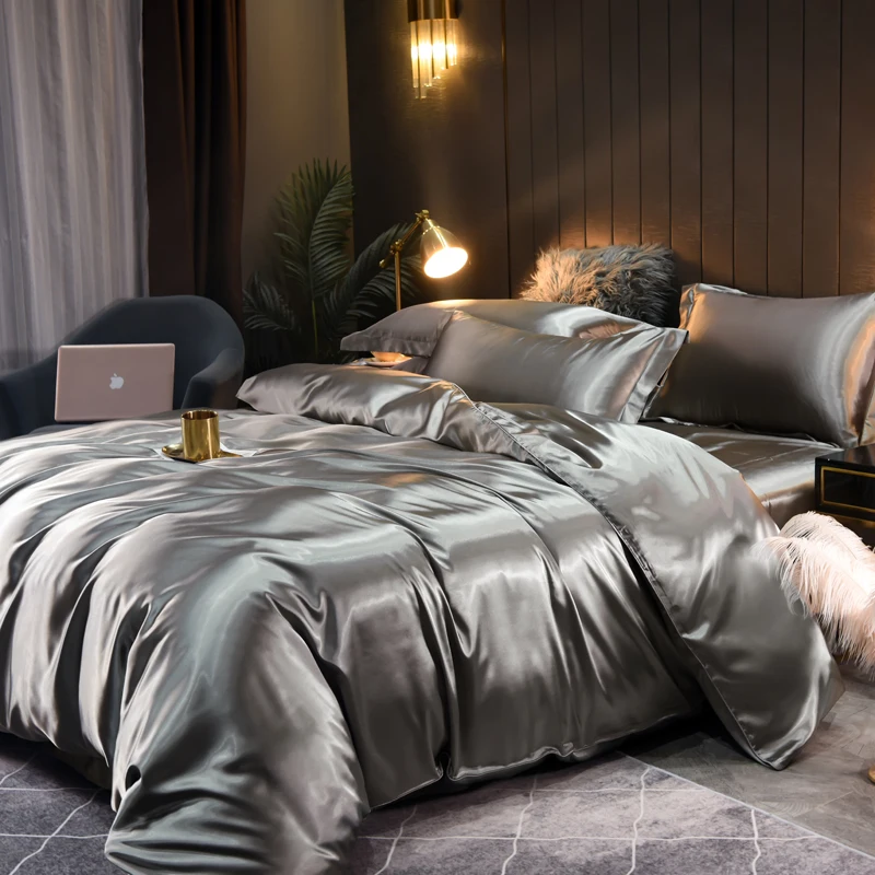 Luxury Smooth Satin Bedding Set Solid Color Duvet Cover Bedsheet Pillowcase Single Double King Queen Full Twin Size Quilt Cover 
Luxury Smooth Satin Bedding Set Solid Color Duvet Cover Bedsheet Pillowcase Single Double King Queen Full Twin Size Quilt Cover