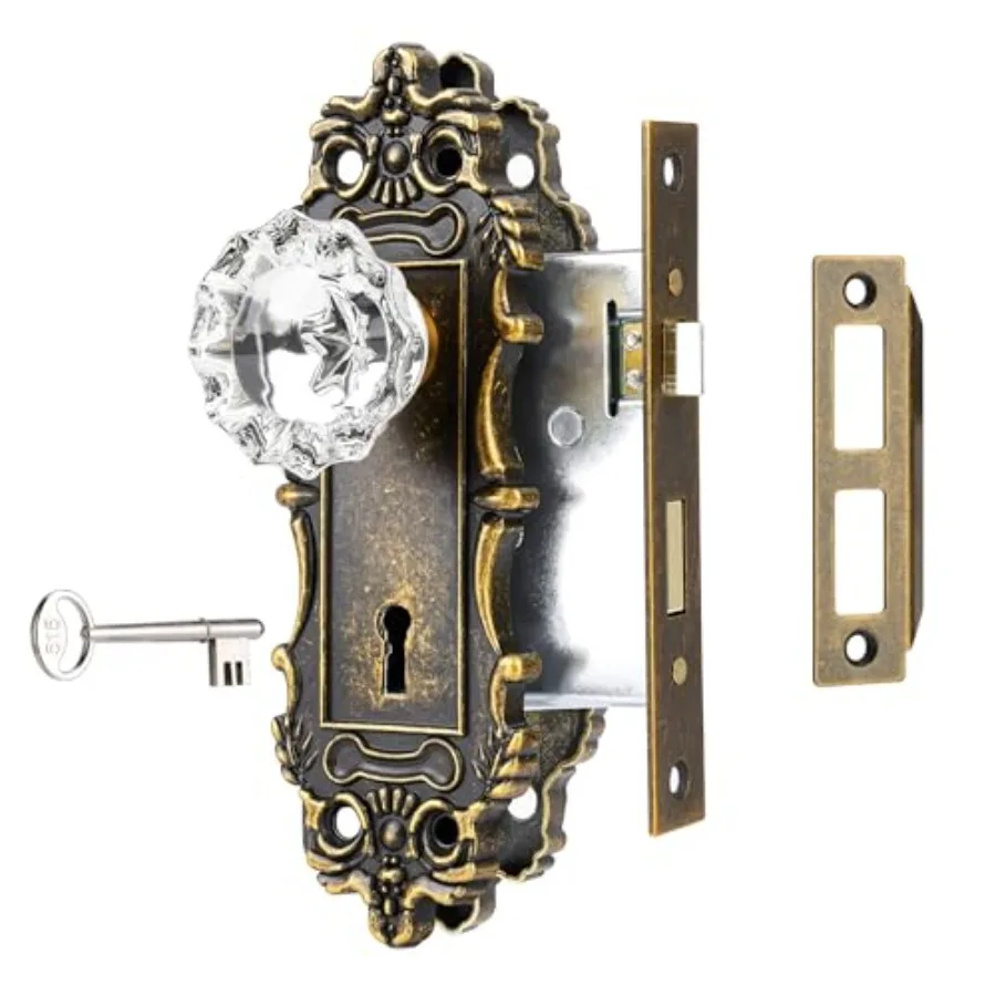 Vintage Crystal Glass Door Knobs, Mortise Lock Set with Skeleton Key for Interior Door, Antique Door Handle Lock Replacement, F
Vintage Crystal Glass Door Knobs, Mortise Lock Set with Skeleton Key for Interior Door, Antique Door Handle Lock Replacement, F