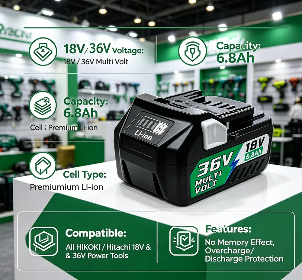 18V 36V MultiVolt 6.8Ah Li-ion Rechargeable Battery For Hitachi/HiKOKI 36V BSL1830 BSL1815 BSL1840 Wireless power tool Battery
18V 36V MultiVolt 6.8Ah Li-ion Rechargeable Battery For Hitachi/HiKOKI 36V BSL1830 BSL1815 BSL1840 Wireless power tool Battery