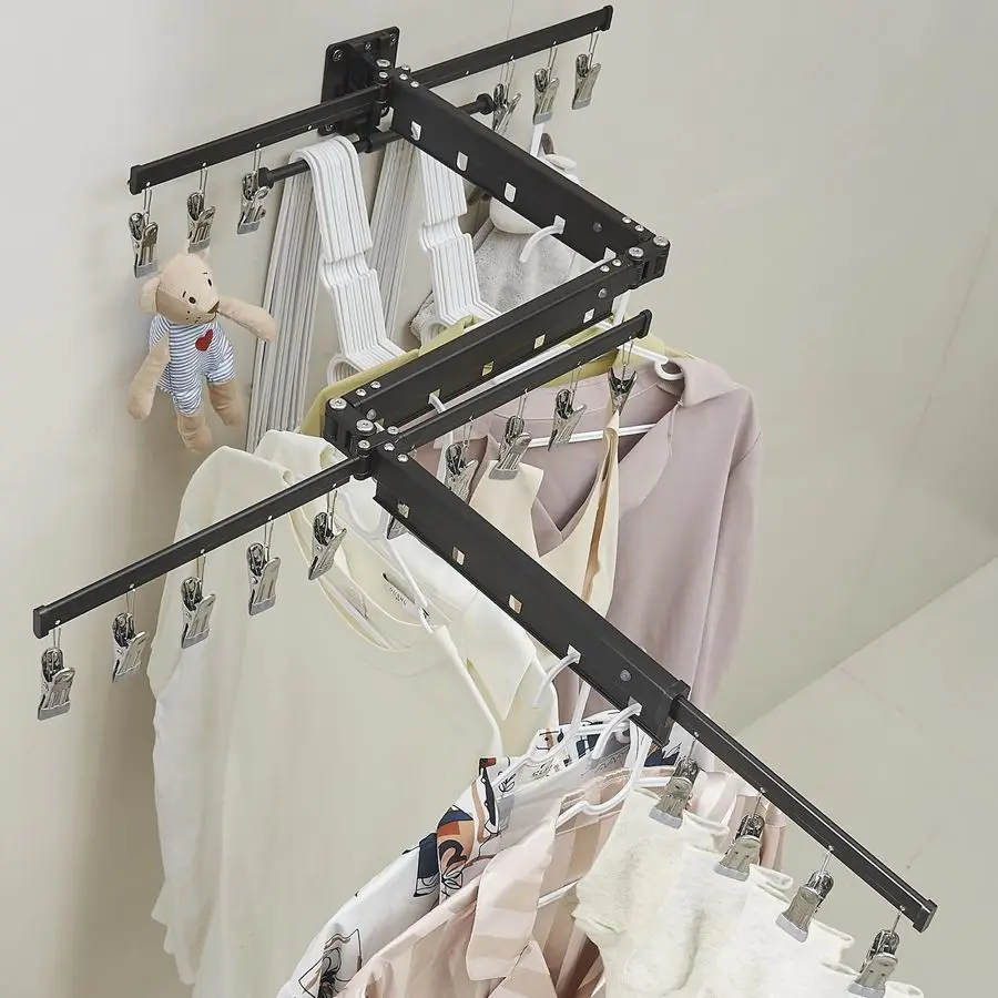 Wall Mounted Clothes Drying Rack for Hanging Clothes Foldable TriFold Drying Racks for Laundry Balcony Aluminum Alloy Matte Blac
Wall Mounted Clothes Drying Rack for Hanging Clothes Foldable TriFold Drying Racks for Laundry Balcony Aluminum Alloy Matte Blac