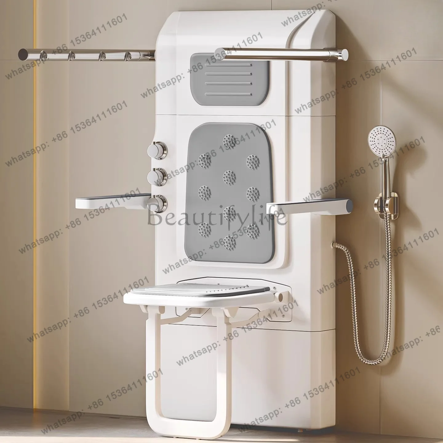 thermostatic shower Multifunctional wall-mounted sitting bath Bathing device Chair folding shower shower Armrest
thermostatic shower Multifunctional wall-mounted sitting bath Bathing device Chair folding shower shower Armrest