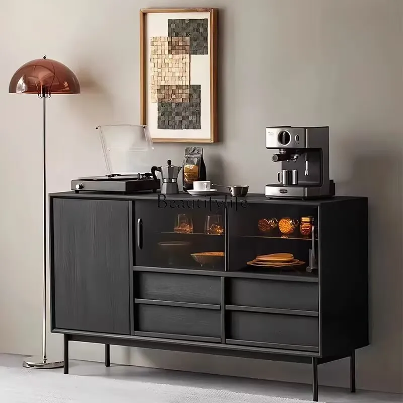 Solid wood dining side black locker simple household living room storage cabinet
Solid wood dining side black locker simple household living room storage cabinet