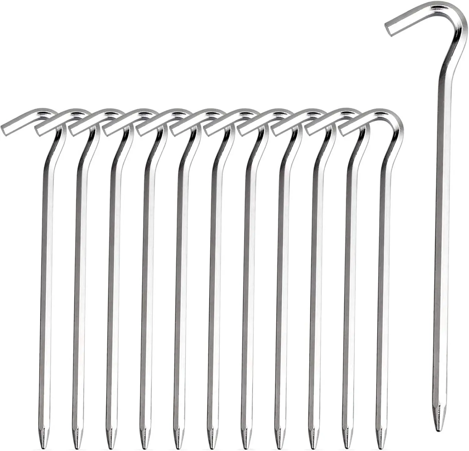 7" Aluminum Tent Pegs with Hook - Hexagon Rod Stakes for Camping, Canopies
7" Aluminum Tent Pegs with Hook - Hexagon Rod Stakes for Camping, Canopies