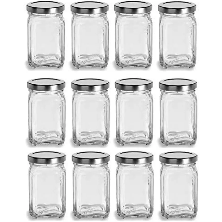 Nakpunar 12 pcs 6 oz Victorian Square Glass Jars with Silver Plastisol Lined Lids for Home Organization Kitchen Storage Gift Pa
Nakpunar 12 pcs 6 oz Victorian Square Glass Jars with Silver Plastisol Lined Lids for Home Organization Kitchen Storage Gift Pa