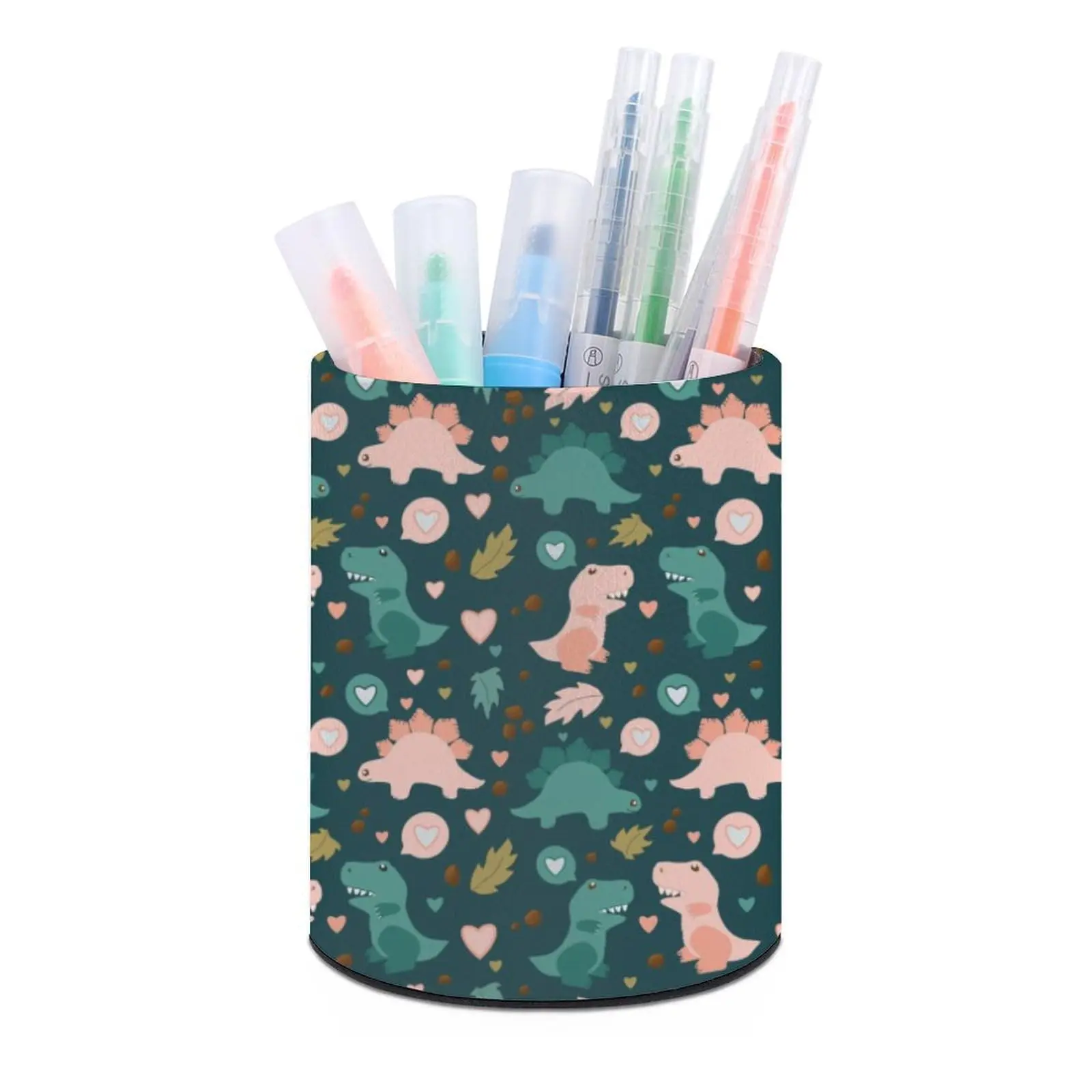 Funny Cartoon Dinosaurs Round Pen Holder PU Leather Pencil Cup Pen Stand Makeup Brush Holder Pen Organizer for Office Home Study
Funny Cartoon Dinosaurs Round Pen Holder PU Leather Pencil Cup Pen Stand Makeup Brush Holder Pen Organizer for Office Home Study