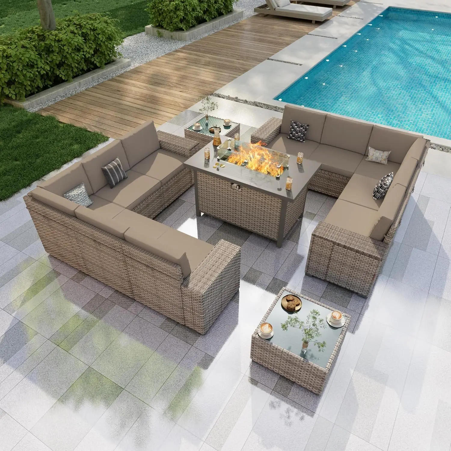 Комплект садовой мебели из 13 предметов, модульный секционный диван для улицы с широкими подлокотниками, плетеные сиденья, на заказ
Комплект садовой мебели из 13 предметов, модульный секционный диван для улицы с широкими подлокотниками, плетеные сиденья, на заказ