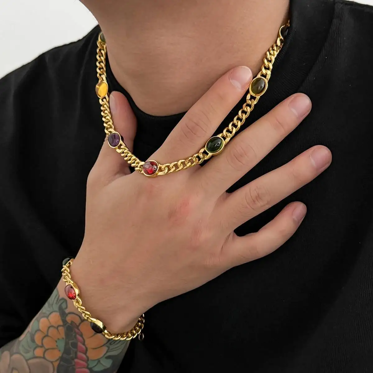 Creative Trendy Acrylic Bead Choker Necklace Bracelets for Men Vintage Adjustable Metal Chain Necklace Charm Jewelry Gift
Creative Trendy Acrylic Bead Choker Necklace Bracelets for Men Vintage Adjustable Metal Chain Necklace Charm Jewelry Gift