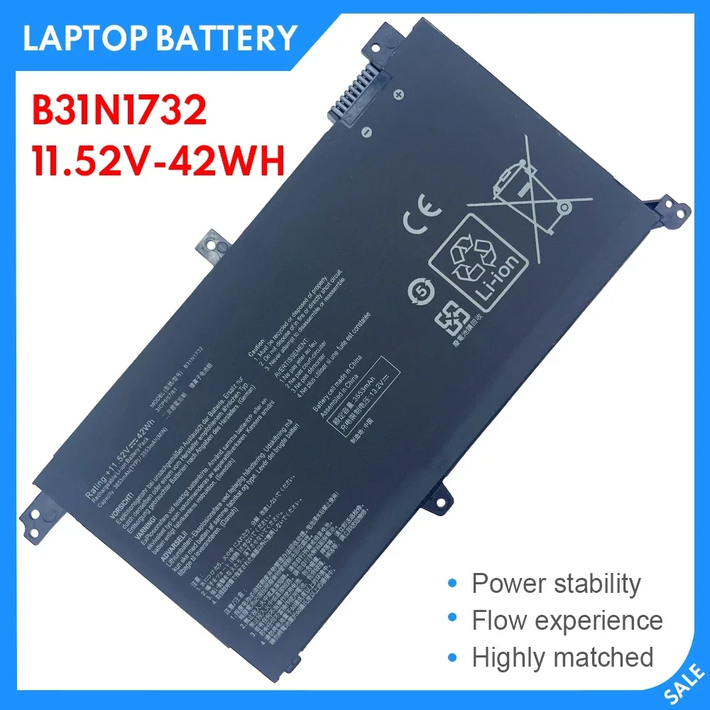 New B31N1732 Laptop Battery for ASUS VivoBook X430UF X430UA X430UN X430FA X430FN X571G X571LH X571GT 11.52V 42WH
New B31N1732 Laptop Battery for ASUS VivoBook X430UF X430UA X430UN X430FA X430FN X571G X571LH X571GT 11.52V 42WH