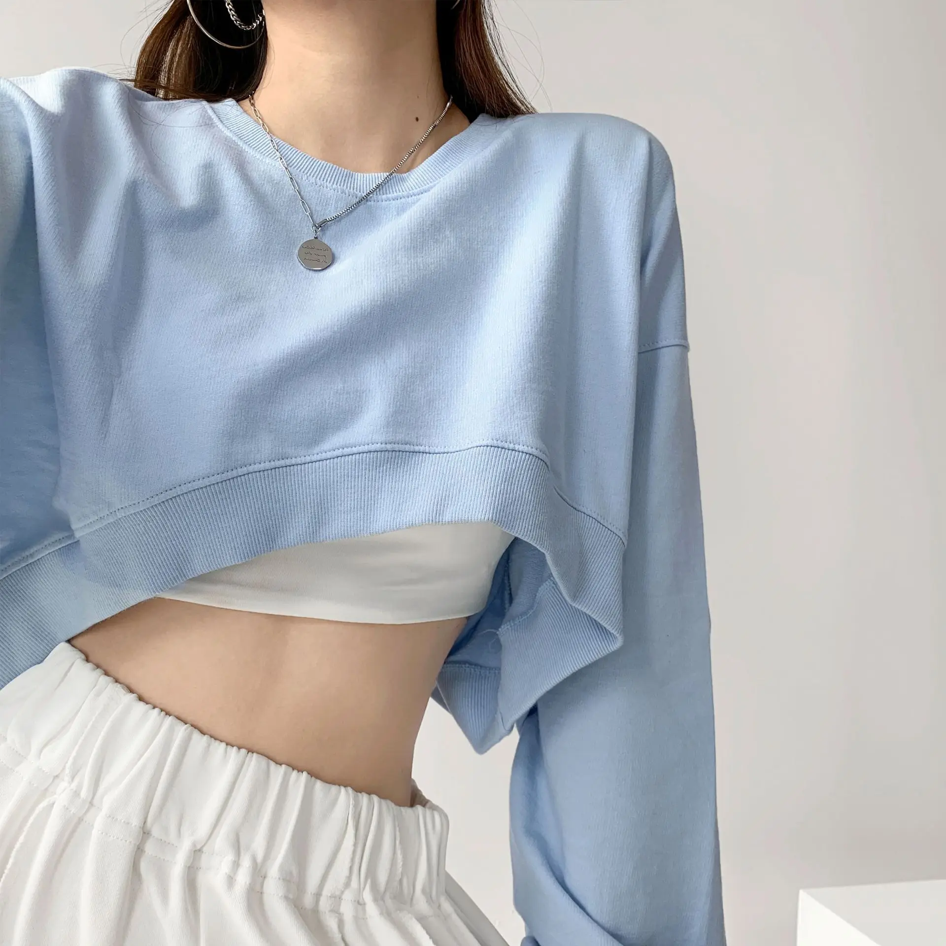 Cotton Women Cropped Sweatshirt Pullovers Fashion Harajuku Loose Solid Color Tops Spring Korean Casual Lady Clothes
Cotton Women Cropped Sweatshirt Pullovers Fashion Harajuku Loose Solid Color Tops Spring Korean Casual Lady Clothes