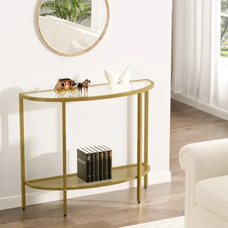 Glass Half Moon Console Table 2 Tier Narrow Entryway Table with L Frames, Modern Couch Table Small Entry Way Tables,
Glass Half Moon Console Table 2 Tier Narrow Entryway Table with L Frames, Modern Couch Table Small Entry Way Tables,