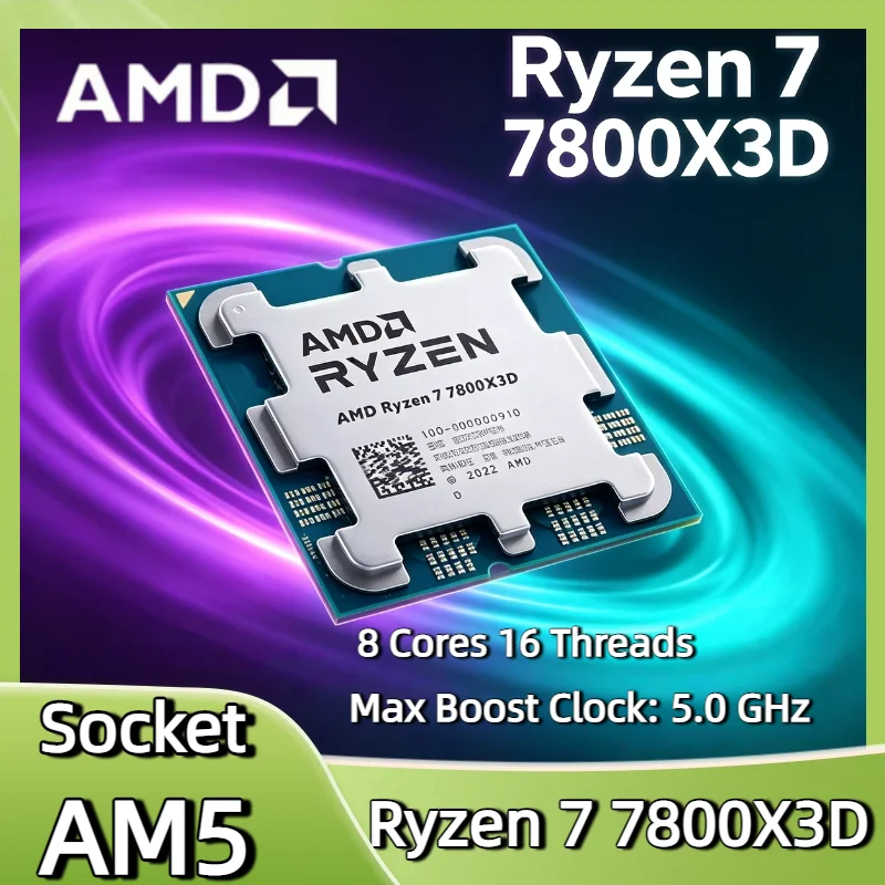 AMD Ryzen 7 7800X3D 8 Core 16 Thread 5.0GHz 5NM B650 Socket AM5 L3 96M R7 7800X3D Processor 120W DDR5 Tray No Fan