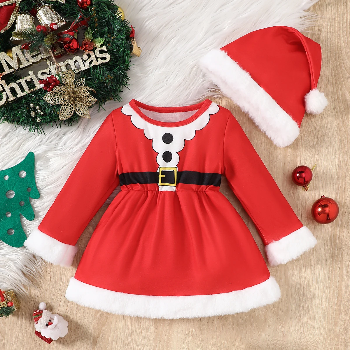 Baby Christmas Dress with Hat Long Sleeve Baby Girl Christmas Outfit Santa Claus Toddler Girl Clothes My first Christmas Gift
Baby Christmas Dress with Hat Long Sleeve Baby Girl Christmas Outfit Santa Claus Toddler Girl Clothes My first Christmas Gift