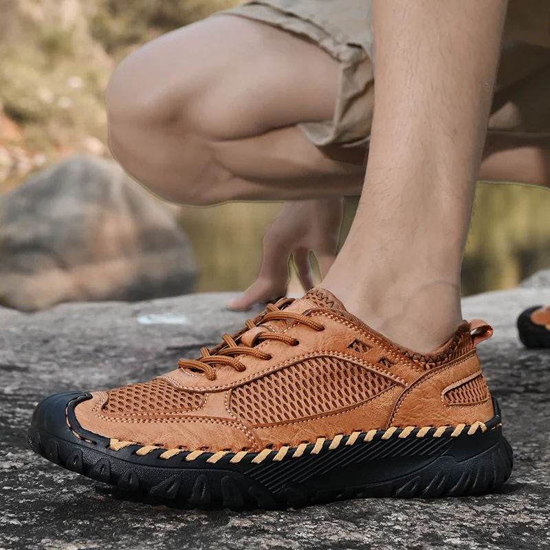 Large Size Men's Mesh Leather Stitched Footwear Breathable Outdoor Hiking Shoes, Anti-slip Lightweight Daily Sports Casual Shoes
Large Size Men's Mesh Leather Stitched Footwear Breathable Outdoor Hiking Shoes, Anti-slip Lightweight Daily Sports Casual Shoes
