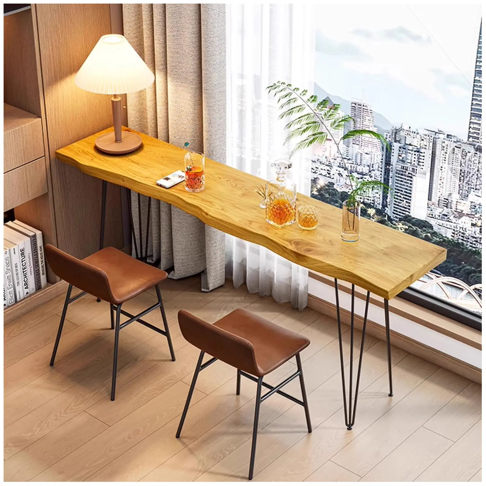 Rustic Wooden High Top Bar Table 47 L x 18 W x 41 H Narrow Rectangular Pub Counter for Home Bistro Window Area
Rustic Wooden High Top Bar Table 47 L x 18 W x 41 H Narrow Rectangular Pub Counter for Home Bistro Window Area