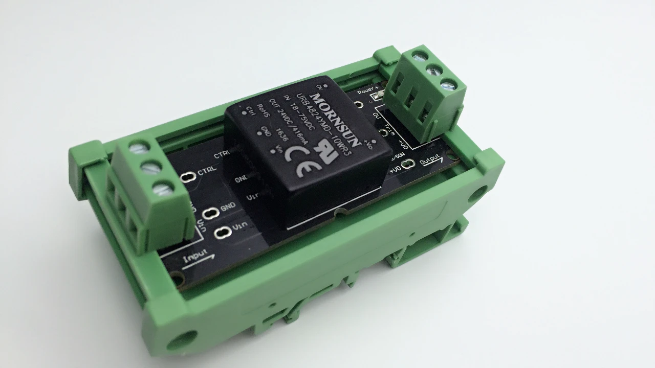 URB4824YMD-10WR3 with Board Wiring Guide Rail Card Holder Input 18-75V: Output 24V 0.42A
URB4824YMD-10WR3 with Board Wiring Guide Rail Card Holder Input 18-75V: Output 24V 0.42A