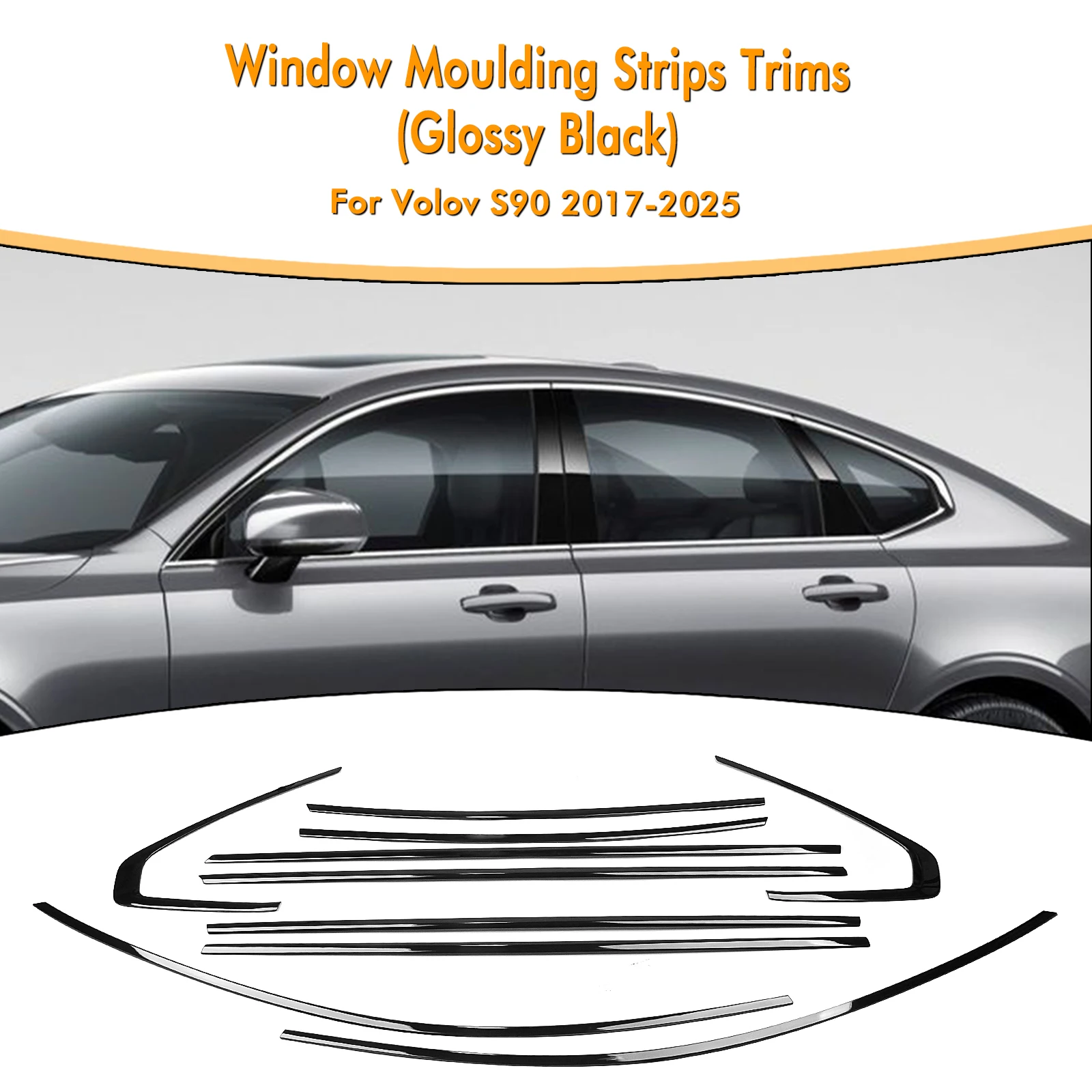 10pcs Stainless Steel Car Exterior Window Molding Strip Sill Side Cover Trim Pasting For Volvo S90 2017-2025
10pcs Stainless Steel Car Exterior Window Molding Strip Sill Side Cover Trim Pasting For Volvo S90 2017-2025