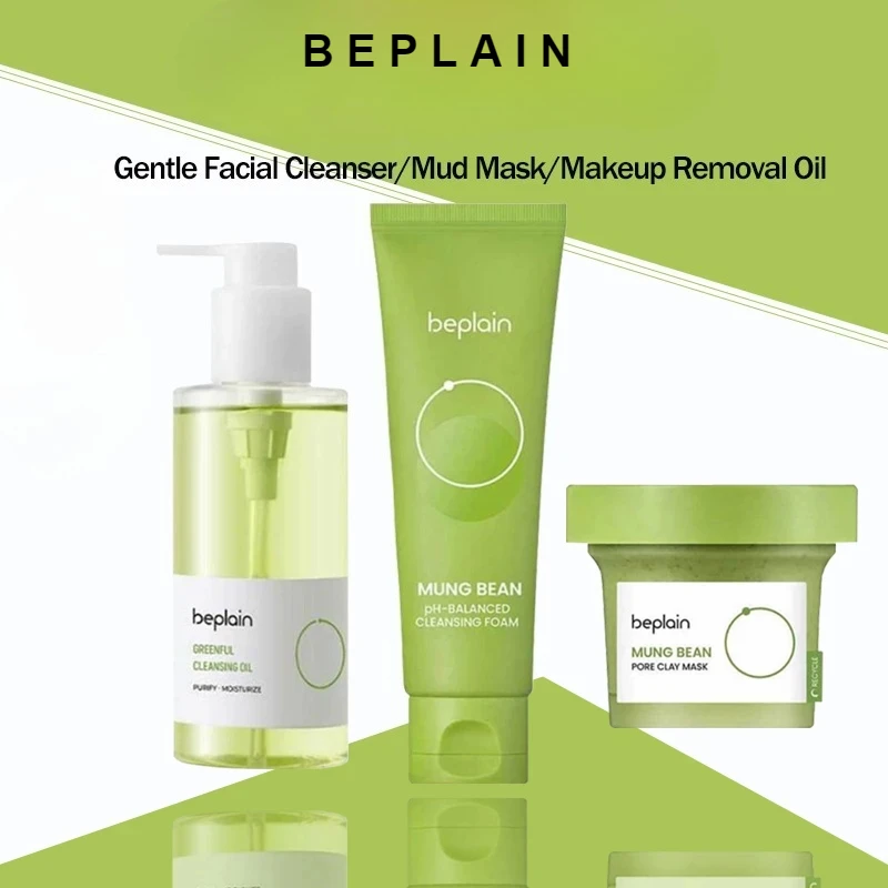 Korean Beplain Mung Bean PH-Balanced Cleansing Foam,Pore Care Serum Gentle Cleansing Oil and Clay Mask Facial Skincare Set
Korean Beplain Mung Bean PH-Balanced Cleansing Foam,Pore Care Serum Gentle Cleansing Oil and Clay Mask Facial Skincare Set