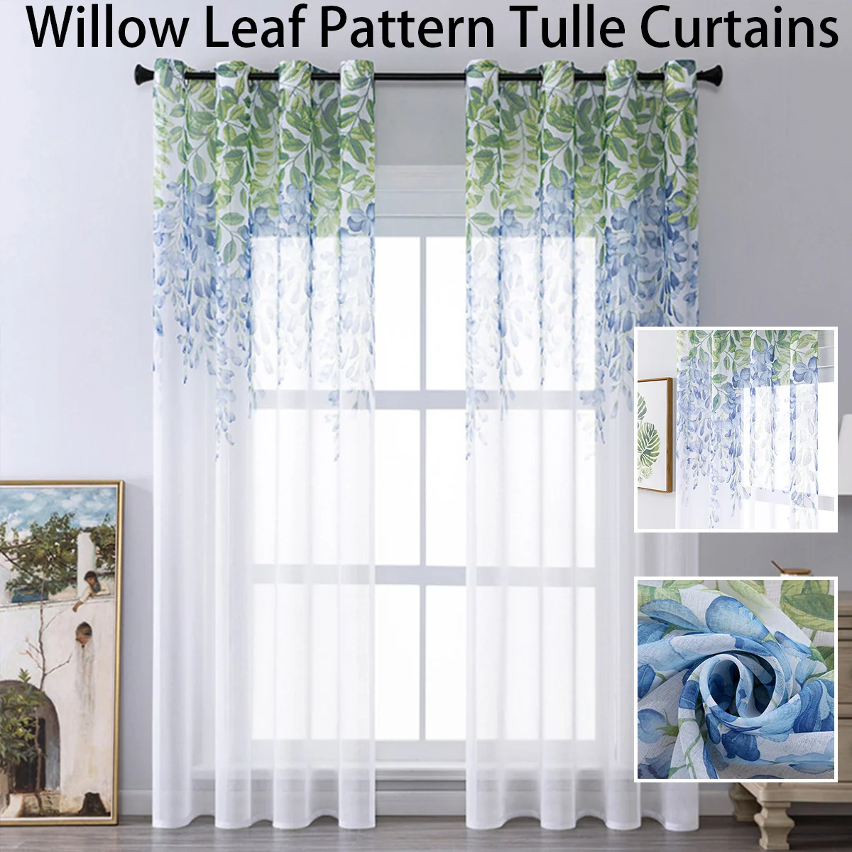 1/2pcs Tulle Curtains Wisteria Pattern for Bedroom/Kitchen/Living Room Decoration Blackout Luxury Window Sheer Curtain Drapes
1/2pcs Tulle Curtains Wisteria Pattern for Bedroom/Kitchen/Living Room Decoration Blackout Luxury Window Sheer Curtain Drapes