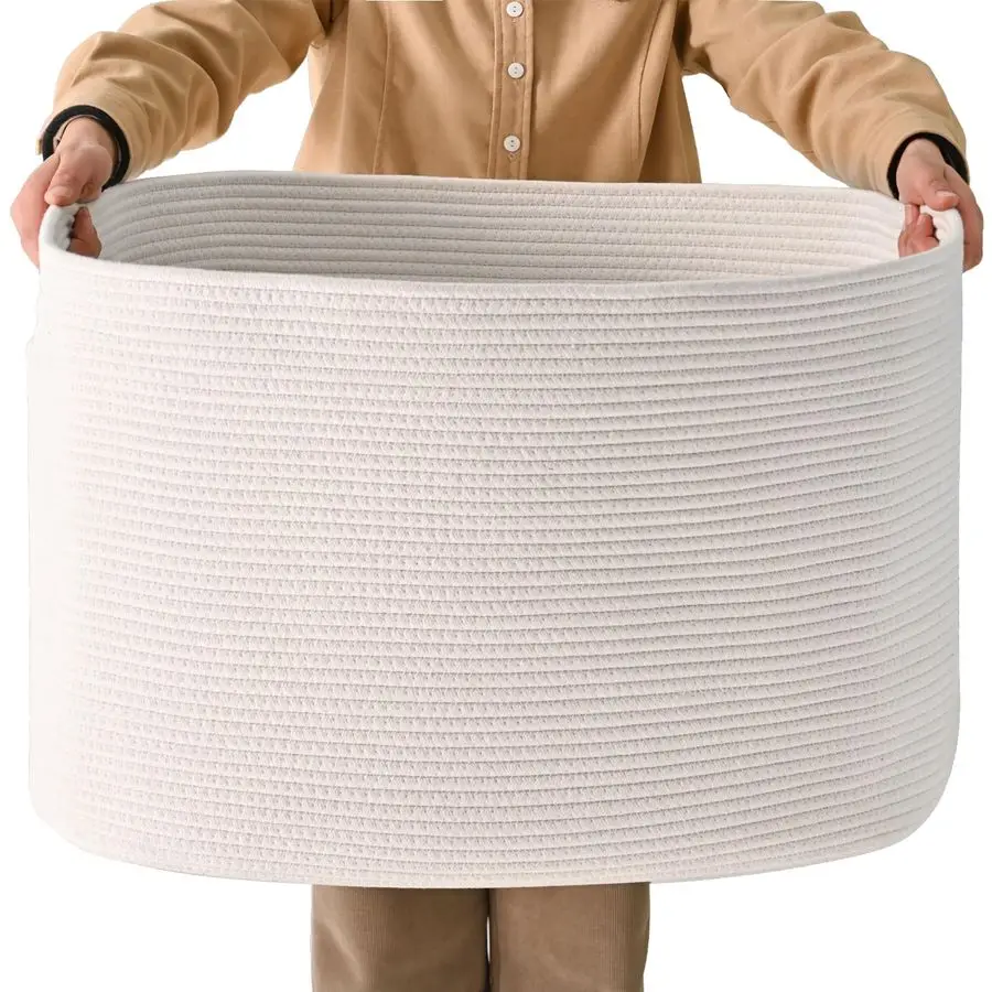 Laundry Basket, Blanket Baskets for Living Room, Cotton Rope Baskets for Storage, Woven Basket for Blankets, Toys, Clothes, Shoe
Laundry Basket, Blanket Baskets for Living Room, Cotton Rope Baskets for Storage, Woven Basket for Blankets, Toys, Clothes, Shoe