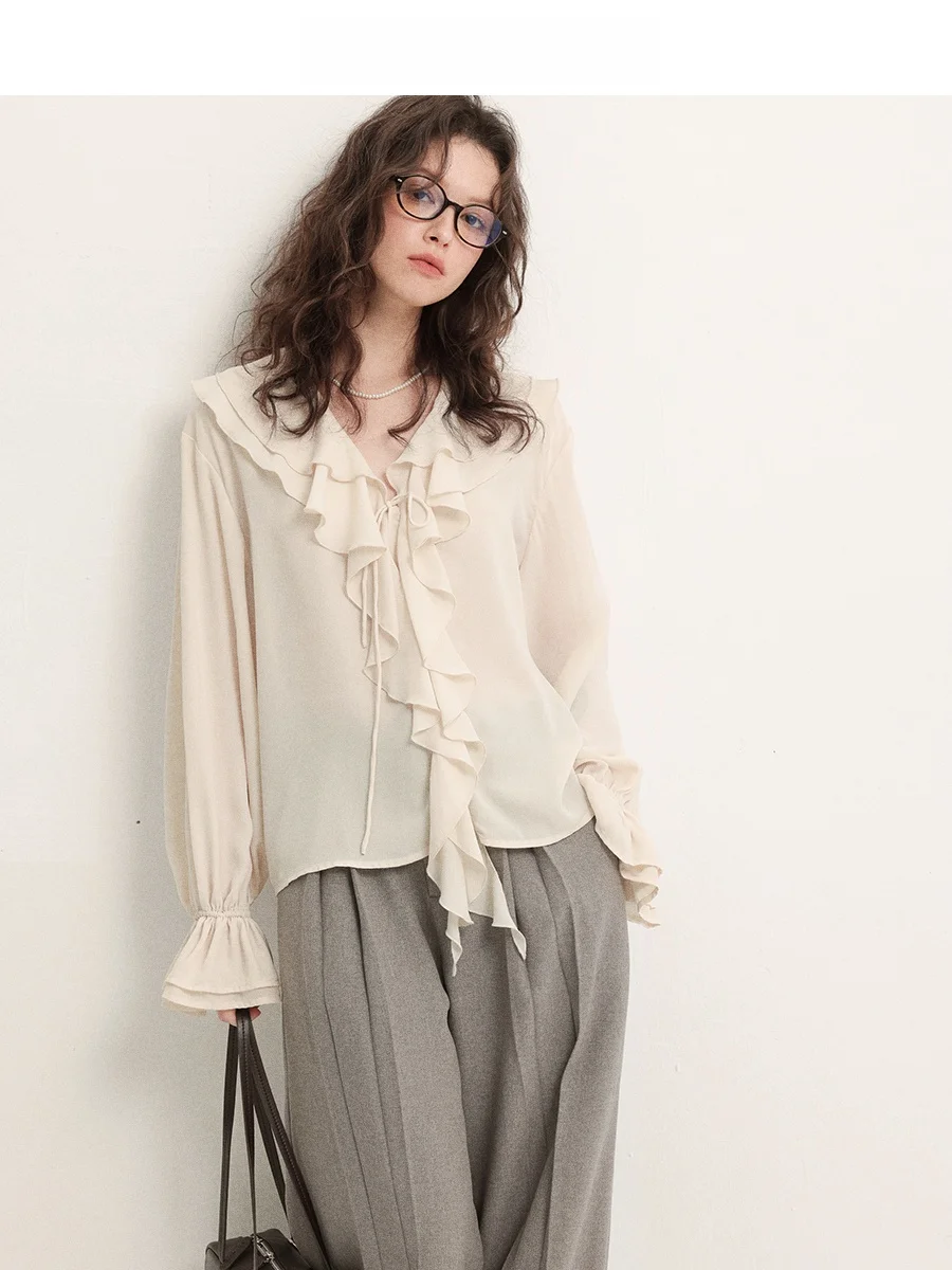 Chachastu Women's V-ne Belted Long Sve irt Early Spring Loose Slimming Lace Collar Top Polyester Fiber Regular Sve
Chachastu Women's V-ne Belted Long Sve irt Early Spring Loose Slimming Lace Collar Top Polyester Fiber Regular Sve