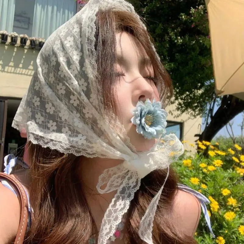 Korean Triangle Headscarf White Woven Floral Lace Hair Scarf Wraps Women Retro Bandana Hat Travel Headband Hair Accessories
Korean Triangle Headscarf White Woven Floral Lace Hair Scarf Wraps Women Retro Bandana Hat Travel Headband Hair Accessories